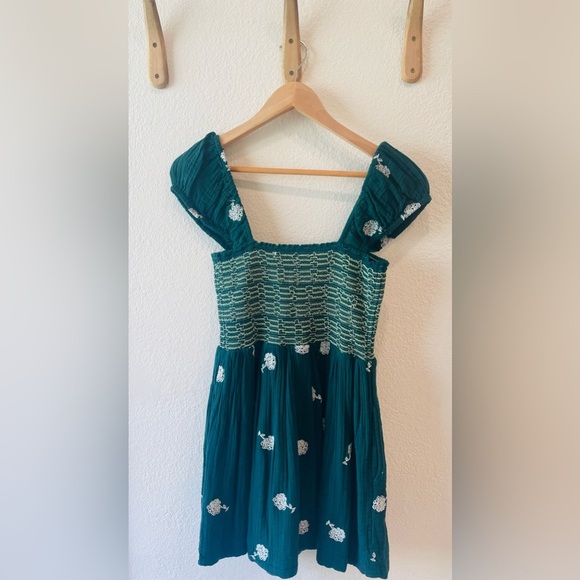 Free People Tory Embroidered Mini Dress in Dark Green Size S - Picture 3 of 4